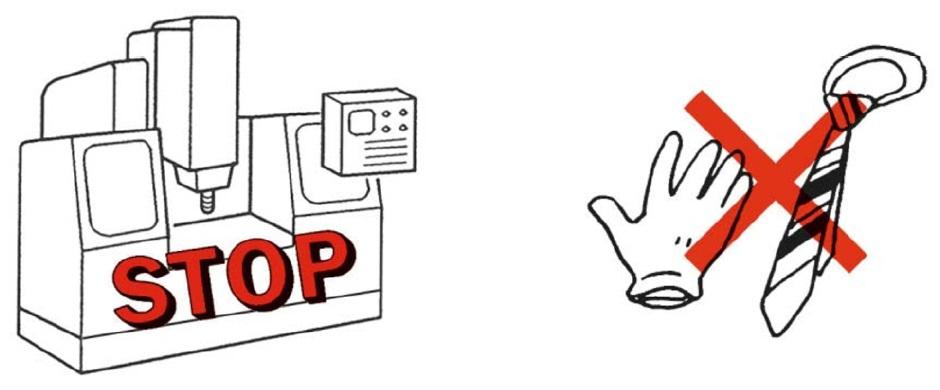 図：手袋・ネクタイ禁止（STOP）
